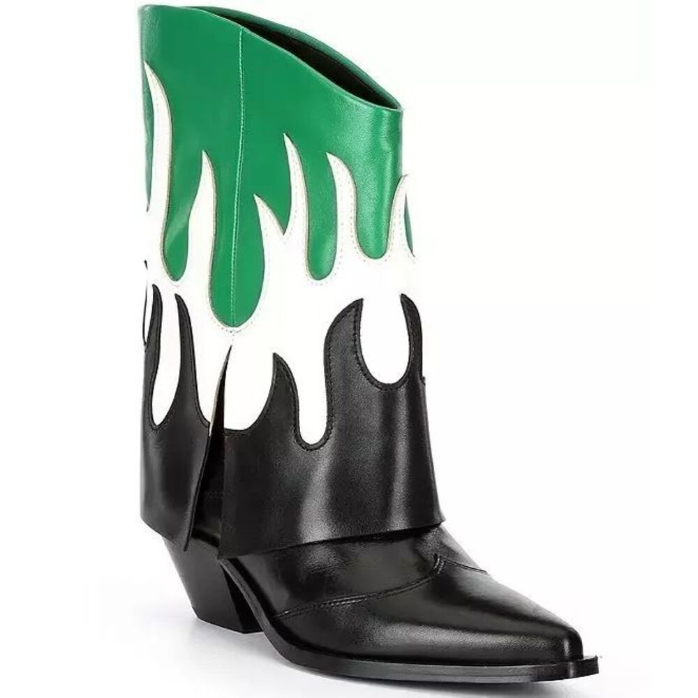 Gianni Bini Conley Flame Leather Western Foldover Boots, Women US Size 6 & 5.5